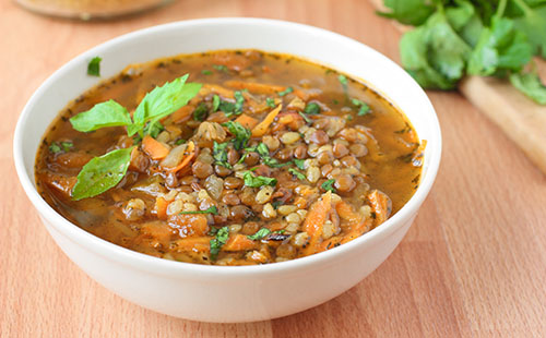 Soupe de lentilles et de riz