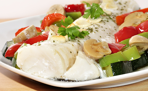 Lieu jaune en papillote et ratatouille